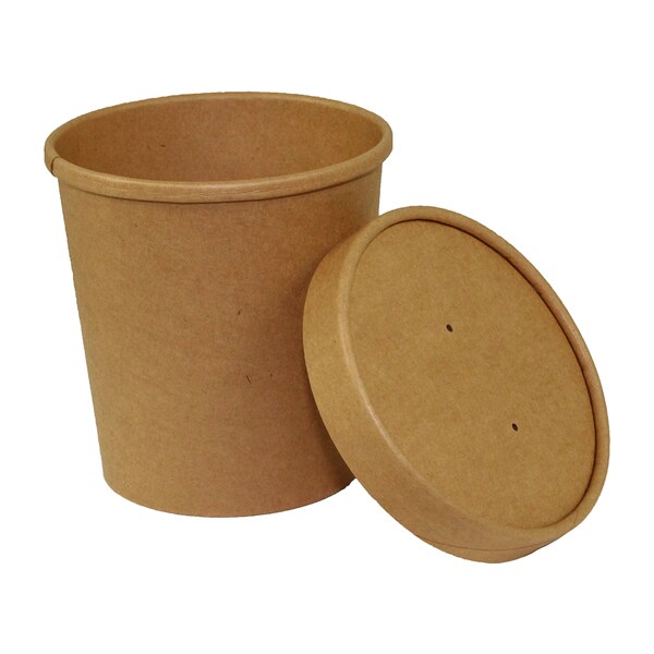 Amercareroyal Royal 16 oz. Kraft Paper Food Container And Lid Combo, PK250 - PFC16NCOM