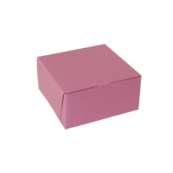 Boxit Boxit 8"x4"x4" Strawberry Pink 1 Piece Cornerlock Bakery Box, PK200 - 844B-195