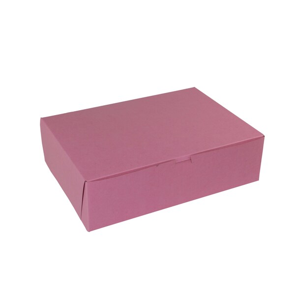 Boxit Boxit 14"x10"x4" Strawberry Pink 1 Piece Bakery Cornerlock Box, PK100 - 14104B-195