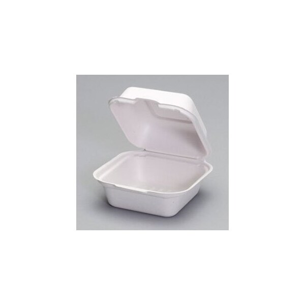 Genpak 5.7 in.x5.7 in.x3 in. Hinged Container Natural White Harvest Fiber50, 10PK - HF225