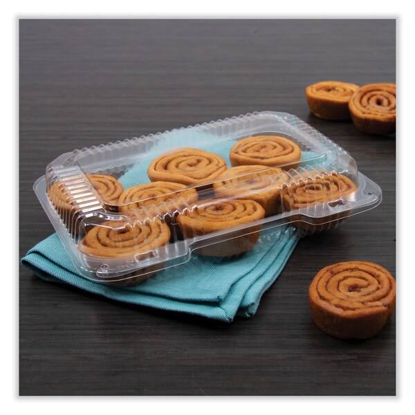 Dart StayLock Clear Hinged Lid Containers, 6.8 x 9.4 x 2.6, Clear, Plastic, 250PK - PET32UT1