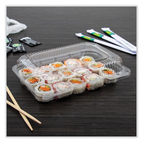 Dart StayLock Clear Hinged Lid Containers, 6.8 x 9.4 x 2.6, Clear, Plastic, 250PK - PET32UT1
