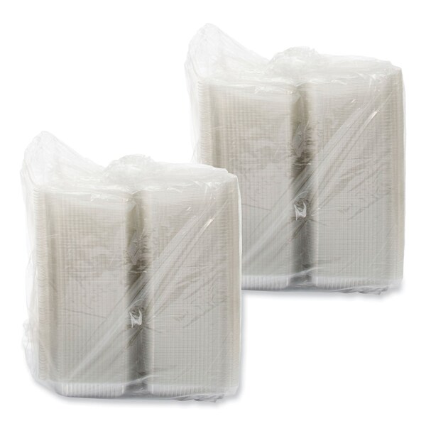 Dart StayLock Clear Hinged Lid Containers, 6.8 x 9.4 x 2.6, Clear, Plastic, 250PK - PET32UT1