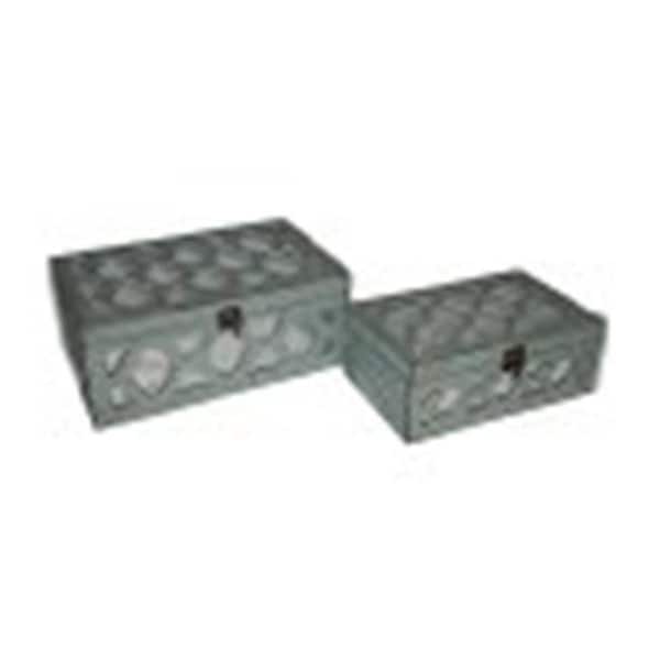 Cheungs Cheungs FP-4060-2W Set Of 2 White Wooden Boxes With Front And Top Mirror - FP-4060-2W