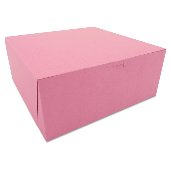 Sct Pink One-Piece Non-Window Bakery Box, 12 x 12 x 5, Pink, Paper, 100PK - SCH 0887