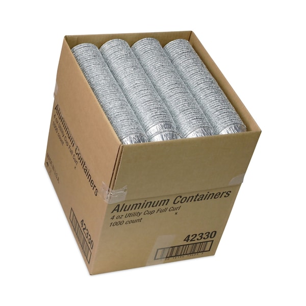 Pactiv Evergreen Aluminum Take-Out Container, 4 oz, 2.94 in. Diameter x 1.66 in.h, Silver, 1000PK - PAC 42330