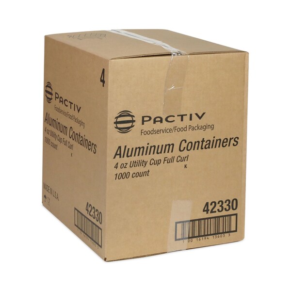 Pactiv Evergreen Aluminum Take-Out Container, 4 oz, 2.94 in. Diameter x 1.66 in.h, Silver, 1000PK - PAC 42330
