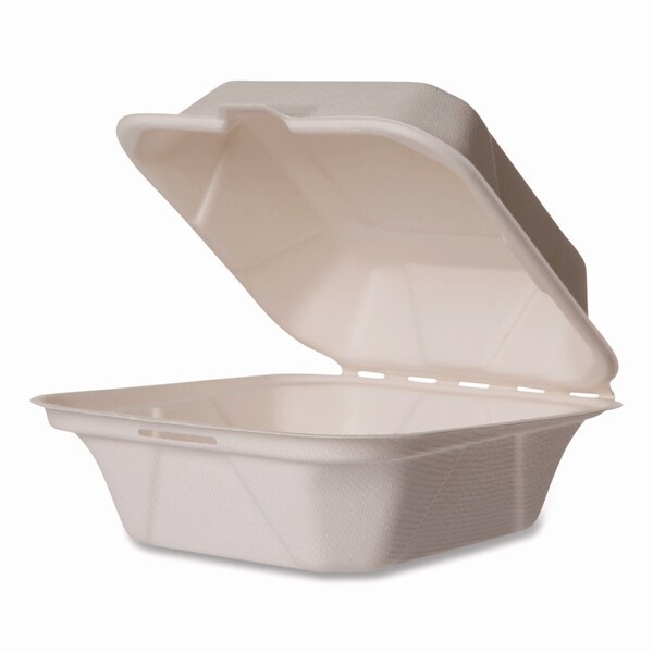 Vegware Nourish Molded Fiber Takeout Containers, 5.9 x 5.9 x 2.9, White, Sugarcane, PK400 - WH-6HW