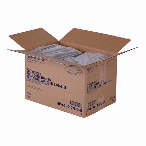 Eco-Products Worldview 100% Recycled Content Lid, 10.82 x 10.71 x 1.83, Clear, Plastic, 200PK - EP-SCRC107LID-R