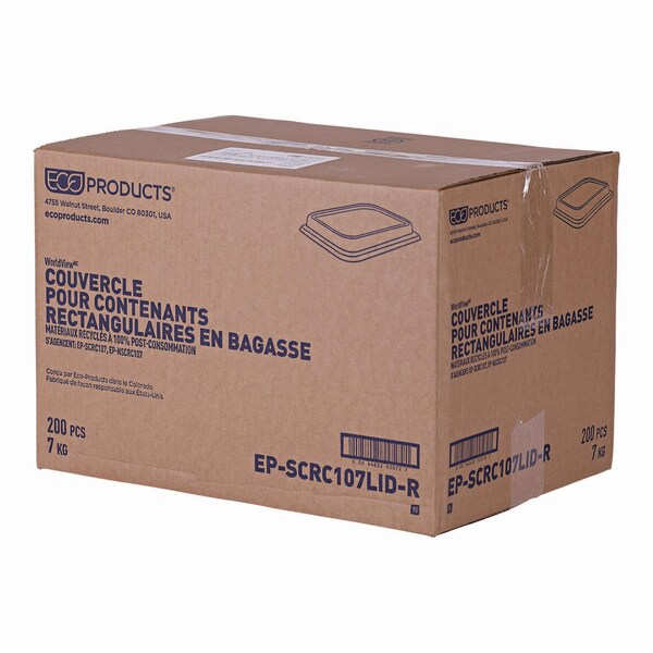 Eco-Products Worldview 100% Recycled Content Lid, 10.82 x 10.71 x 1.83, Clear, Plastic, 200PK - EP-SCRC107LID-R