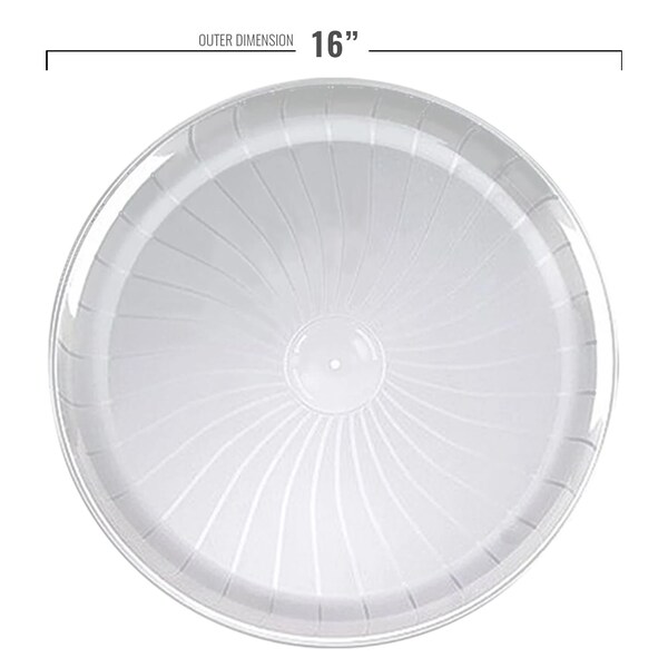 Smarty Had A Party 16" Clear Pavilion Round Disposable Plastic Trays (24 Trays), 24PK - 2674-CASE