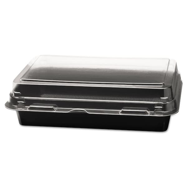 Solo Creative Carryouts Hinged Plastic Hot Deli Boxes, 24 oz, 7.87 x 5.4 x 2.1, Black/Clear, 200PK - 846612-PS94