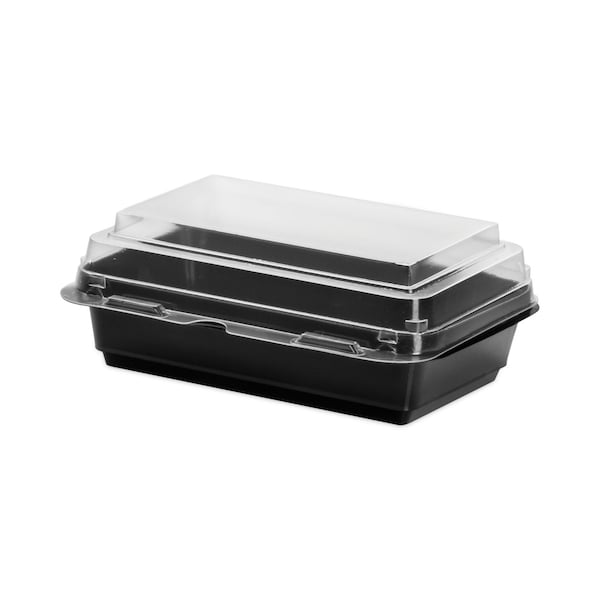 Solo Creative Carryouts Hinged Plastic Hot Deli Boxes, 24 oz, 7.87 x 5.4 x 2.1, Black/Clear, 200PK - 846612-PS94