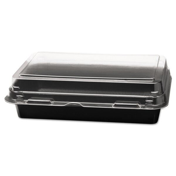 Solo Creative Carryouts Hinged Plastic Hot Deli Boxes, 24 oz, 7.87 x 5.4 x 2.1, Black/Clear, 200PK - 846612-PS94