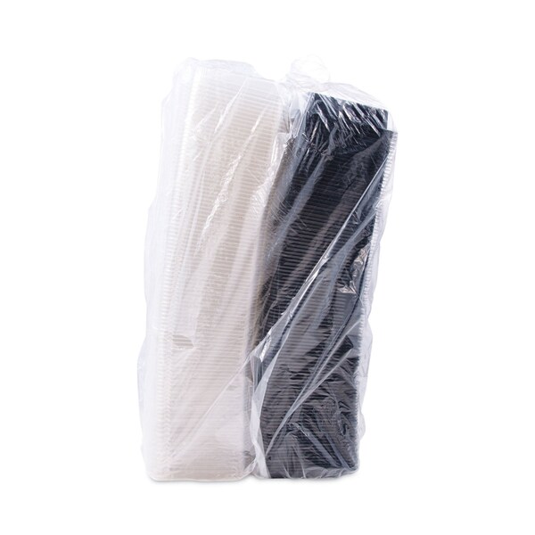 Solo Creative Carryouts Hinged Plastic Hot Deli Boxes, 24 oz, 7.87 x 5.4 x 2.1, Black/Clear, 200PK - 846612-PS94