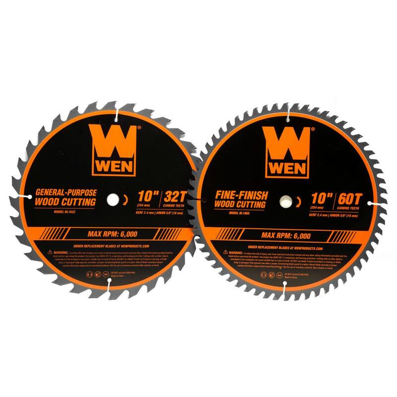 Juego de 2 hojas de sierra para trabajar la madera de carburo de tungsteno profesional de 10 pulgadas con 32 dientes y 60 dientes - BL1032-2