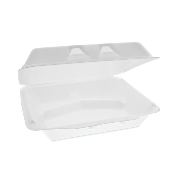 Pactiv SmartLock Foam Hinged Containers, XL, 9.5x10.5x3.25, 3-Cmp, Wht, PK250 - YHLW10030000