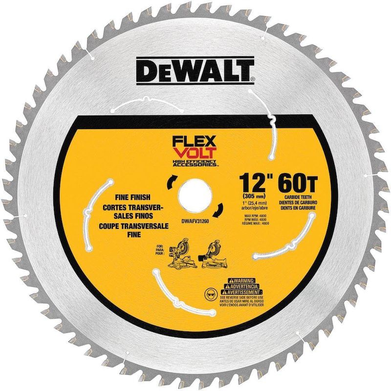 DEWALT FLEXVOLT 12 pulgadas 60 dientes sierra de inglete con punta de carburo - DWAFV31260