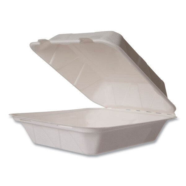 Vegware Nourish Molded Fiber Takeout Containers, 7.9 x 7.9 x 2.9, White, Sugarcane, PK200 - WH-8HW