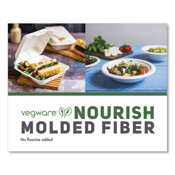 Vegware Nourish Molded Fiber Takeout Containers, 7.9 x 7.9 x 2.9, White, Sugarcane, PK200 - WH-8HW