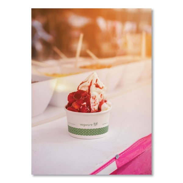 Vegware Soup Containers, 6 oz, 3.5" Diameter x 1.7"h, Green/White, Paper, PK1000 - SC-06G