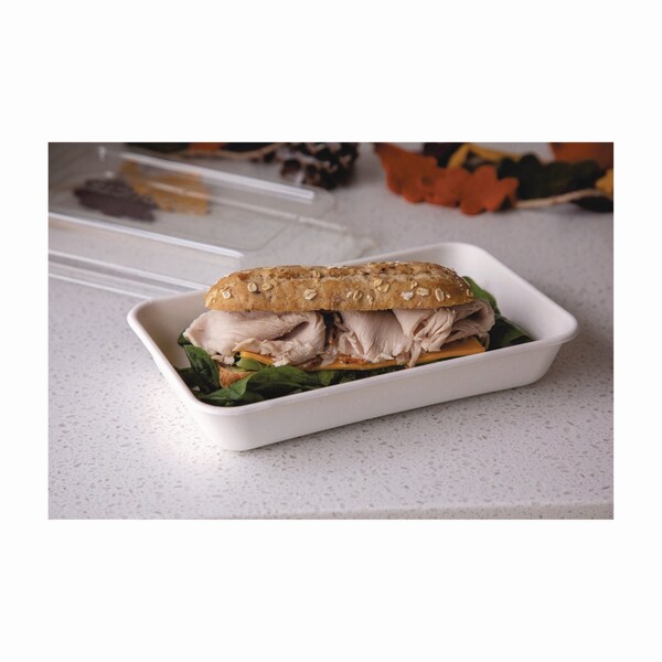 Eco-Products Vanguard Worldview Renewable Sugarcane Take-Out Containers, 10.47 x 10.47 x 1.76, White, 200PK - EP-SCRC107NFA
