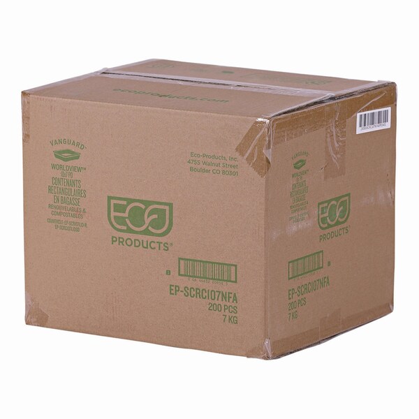 Eco-Products Vanguard Worldview Renewable Sugarcane Take-Out Containers, 10.47 x 10.47 x 1.76, White, 200PK - EP-SCRC107NFA