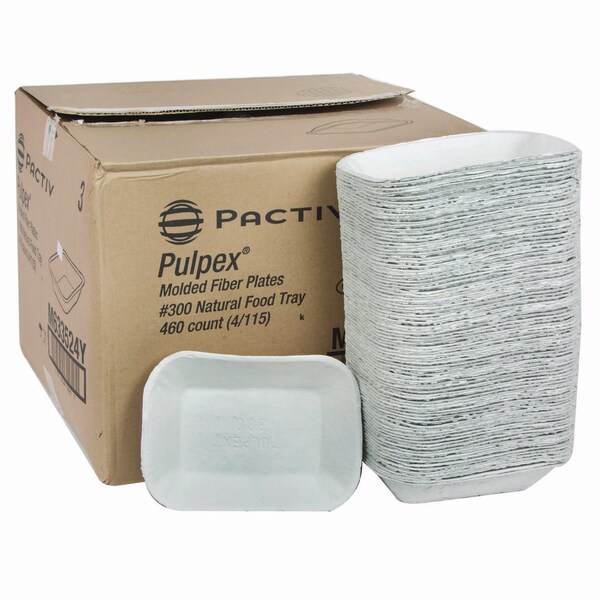 Pactiv Evergreen EarthChoice Pulpex Steep Wall Food Tray, 9.13 x 6.88 x 1.75, Natural, Paper, 460PK - M633524Y