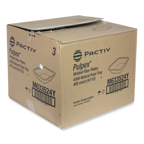 Pactiv Evergreen EarthChoice Pulpex Steep Wall Food Tray, 9.13 x 6.88 x 1.75, Natural, Paper, 460PK - M633524Y