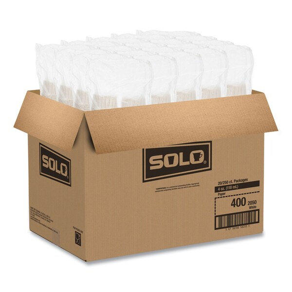Solo Paper Portion Cups, ProPlanet Seal, 4 oz, White, 250/Bag, 20 Bags/Carton, 5000PK - 400-2050