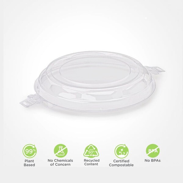 Good Natured Products Simply Secure Domed Lid For Bxx01742 Pie Base, Crystal Clear, Pla, 200/Case, 200Pk - BXX01741
