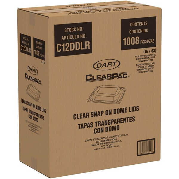 Dart ClearPac Clear Container Lids, Dome, 4.9 x 5.9, Clear, Plastic, 1008PK - C12DDLR