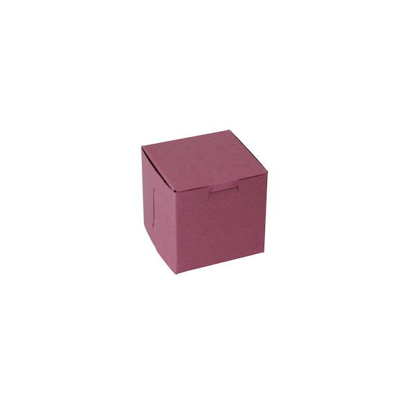Boxit Boxit 4"x4"x4" Strawberry Pink 1 Piece Cornerlock Bakery Box, PK200 - 444B-195