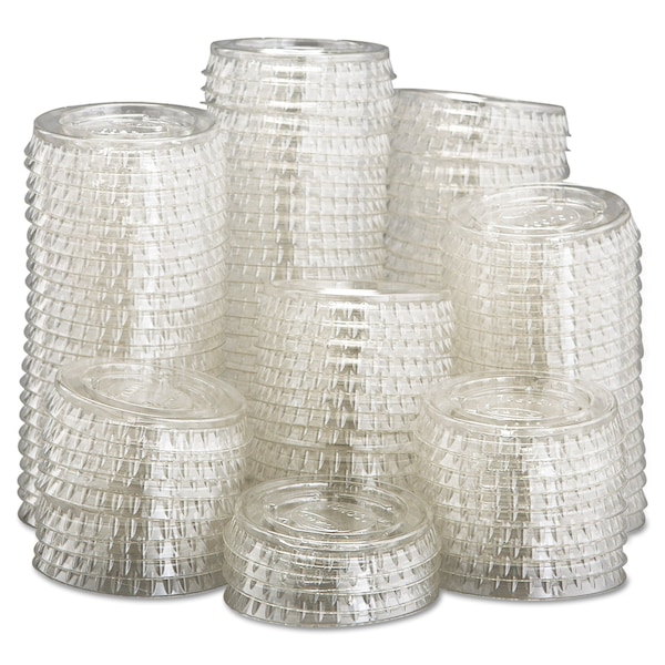 Dart Portion/Souffle Cup Lids. Fits .5-1oz Cups, Clear, PK2500 - PL100N