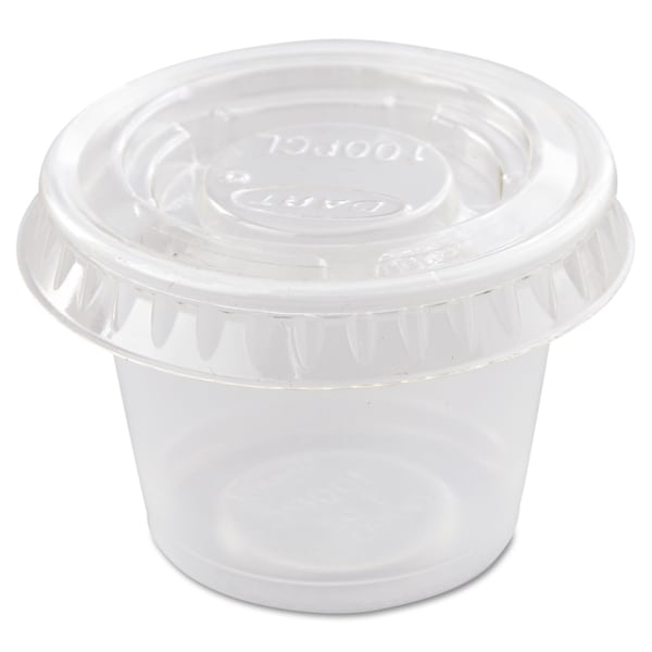 Dart Portion/Souffle Cup Lids. Fits .5-1oz Cups, Clear, PK2500 - PL100N