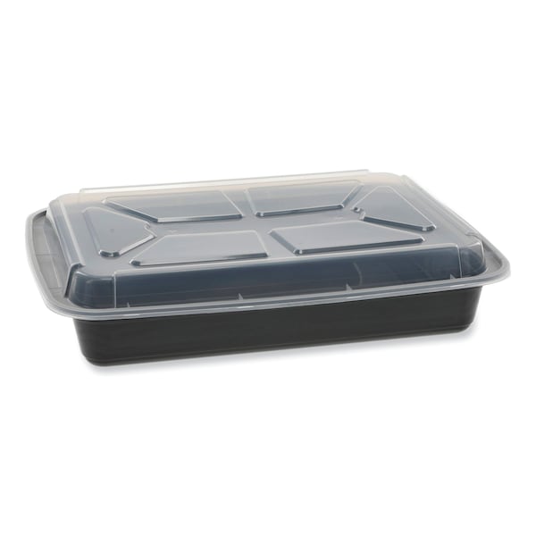 Pactiv Evergreen VERSAtainer Microwavable Containers, Rectangle, 58 oz, 8.5 x 11.5 x 2.5, Black/Clear, Plastic, 150PK - NC989B