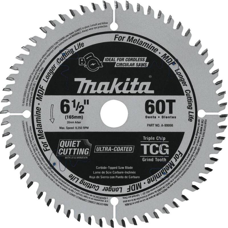 Makita 6-1/2 in. 60T (TCG) Hoja de sierra de inmersión con punta de carburo para MDF y laminado - A-99998