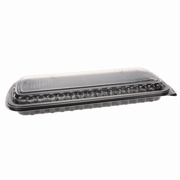 Pactiv Evergreen MealMaster Rib Container Base/Lid, 16.6 x 7.3 x 2.3, Black/Clear Plastic, 80PK - YCNC167000DZ