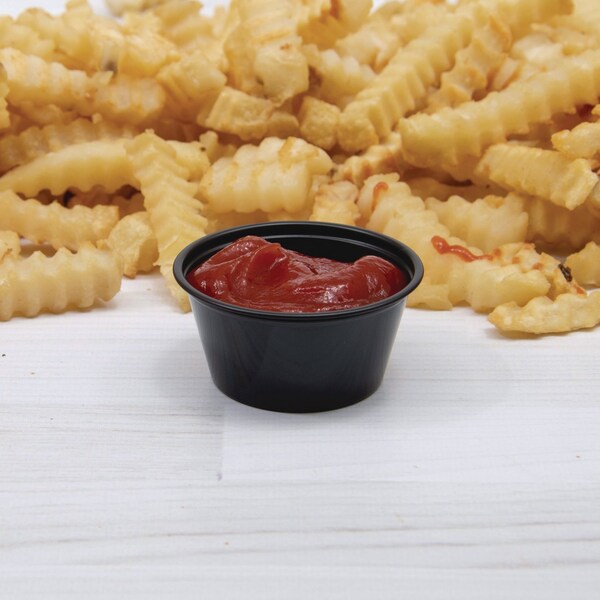 Dart Plastic Souffle Portion Cups, 3 1/4 oz., Black, PK2500 - P325BLK