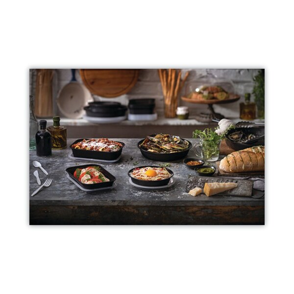 Pactiv Evergreen EarthChoice Versa2Go Microwaveable Container, 46 oz, 9 x 9 x 1.7, Black/Clear, Plastic, 150PK - NV2GRN469B