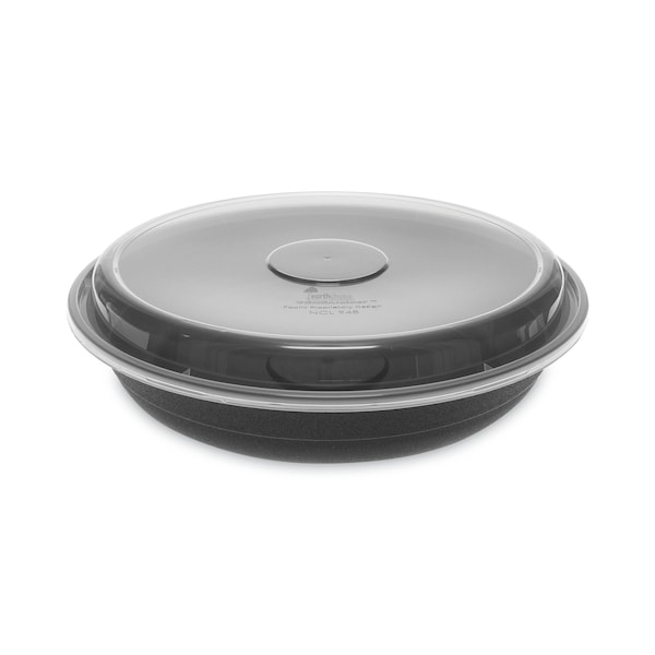 Pactiv Evergreen EarthChoice Versa2Go Microwaveable Container, 46 oz, 9 x 9 x 1.7, Black/Clear, Plastic, 150PK - NV2GRN469B