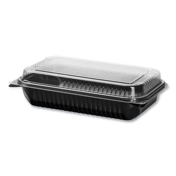 Dart Hinged-Lid Dinner Box, 64 oz, 11.5 x 8.1 x 3, Black/Clear, PK100, 100PK - 919017-PM94