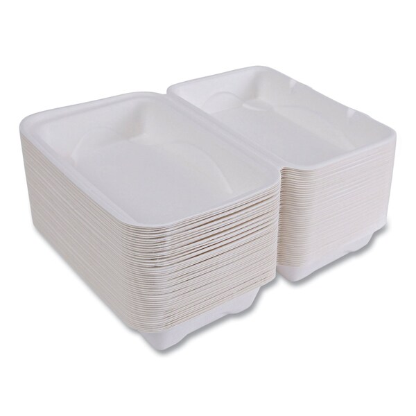 Eco-Products Vanguard Renewable and Compostable Sugarcane Clamshells, 1-Compartment, 9 x 6 x 3, White, PK250 - EP-HC96NFA