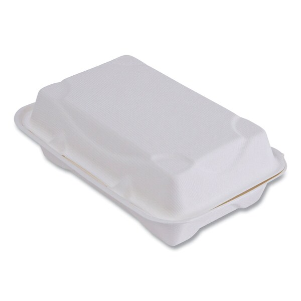 Eco-Products Vanguard Renewable and Compostable Sugarcane Clamshells, 1-Compartment, 9 x 6 x 3, White, PK250 - EP-HC96NFA
