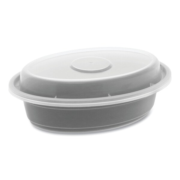 Pactiv Evergreen Newspring VERSAtainer Microwavable Containers, Oval, 8 oz, 5.7x4x1.45, Black/Clear, Plastic, 150PK - OC08B