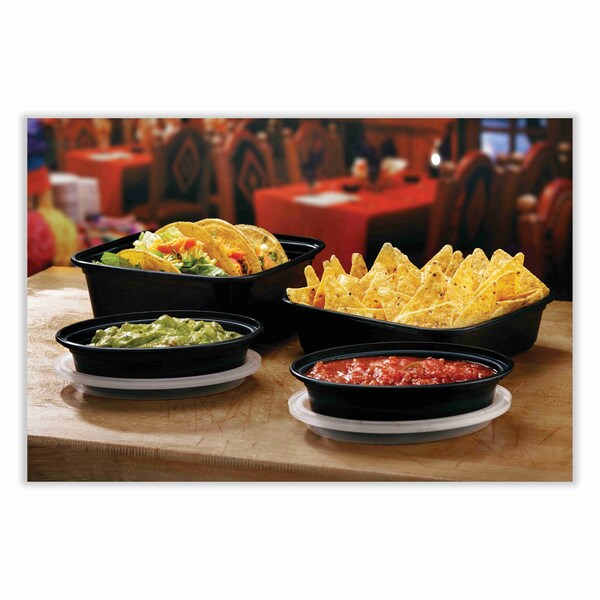Pactiv Evergreen Newspring VERSAtainer Microwavable Containers, Oval, 8 oz, 5.7x4x1.45, Black/Clear, Plastic, 150PK - OC08B