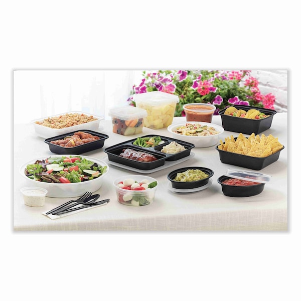 Pactiv Evergreen Newspring VERSAtainer Microwavable Containers, Oval, 8 oz, 5.7x4x1.45, Black/Clear, Plastic, 150PK - OC08B