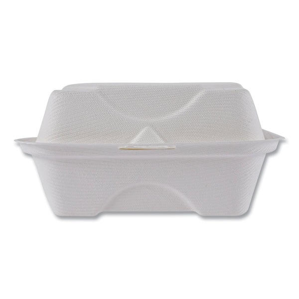 Eco-Products Renewable/Compostable Sugarcane Clamshells, 6 x 6 x 3, White, PK500 - EP-HC6NFA