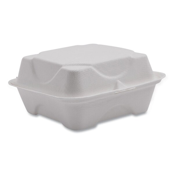 Eco-Products Renewable/Compostable Sugarcane Clamshells, 6 x 6 x 3, White, PK500 - EP-HC6NFA
