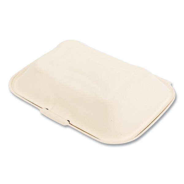 Boardwalk PFAS-Free Food Containers, Hoagie/Hinged Lid, 1-Compartment, 6x3x9, White, Bamboo/Sugarcane, 250PK - HL-96BW-NPFA